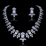 Show details for Affordable Platinum Plated Cubic Zirconia 2 Piece Jewelry Set Direct from Factory