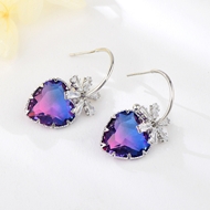 Show details for Wholesale Platinum Plated Cubic Zirconia Dangle Earrings with No-Risk Return