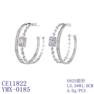 Picture of Fashionable Big Platinum Plated Dangle Earrings