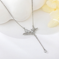 Show details for Delicate Platinum Plated Pendant Necklace of Original Design