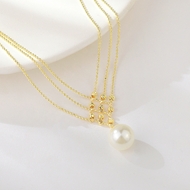 Show details for Beautiful shell pearl Big Short Statement Necklace