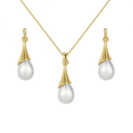 Show details for Gold Plated White 2 Piece Jewelry Set Online Only