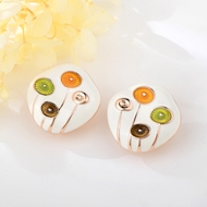 Show details for Low Price Rose Gold Plated Enamel Stud Earrings from Trust-worthy Supplier