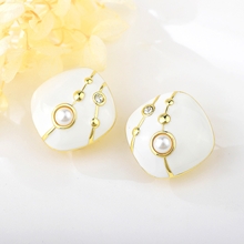 Show details for Zinc Alloy White Stud Earrings in Flattering Style