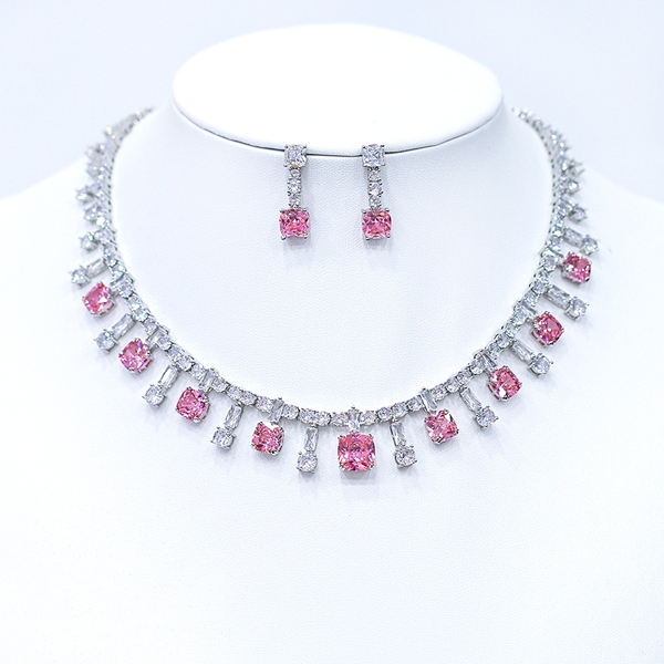 Picture of Low Price Platinum Plated Pink 2 Piece Jewelry Set from Trust-worthy Supplier