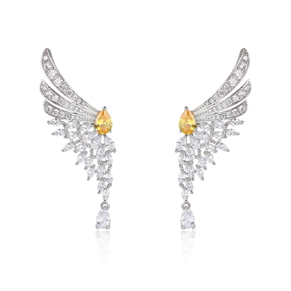 Picture of Most Popular Cubic Zirconia Yellow Dangle Earrings