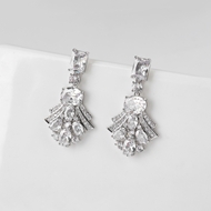 Picture of Buy Platinum Plated Big Dangle Earrings with Wow Elements