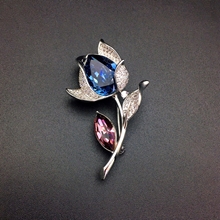 Show details for High Quality Flower Platinum Plated Brooche Factory Direct Supply