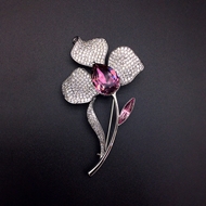 Show details for Pretty Swarovski Element Flowers & Plants Brooche