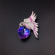 Show details for Nickel Free Platinum Plated Purple Brooche in Flattering Style