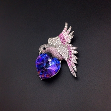 Show details for Nickel Free Platinum Plated Purple Brooche in Flattering Style
