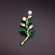 Show details for Low Cost Gold Plated Green Brooche Factory Direct