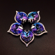 Show details for Distinctive Blue Platinum Plated Brooche with No-Risk Return