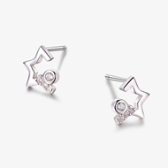 Picture of Small Platinum Plated Stud Earrings with Fast Shipping