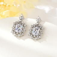 Show details for Good Quality Cubic Zirconia Platinum Plated Dangle Earrings