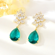 Show details for New Season Green Platinum Plated Dangle Earrings with SGS/ISO Certification