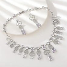 Show details for Copper or Brass Cubic Zirconia Necklace and Earring Set From Reliable Factory