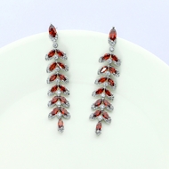 Picture of Featured Red Cubic Zirconia Dangle Earrings with Full Guarantee