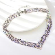 Show details for Bling Big Platinum Plated Short Statement Necklace