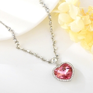 Show details for Top Swarovski Element Pink Pendant Necklace