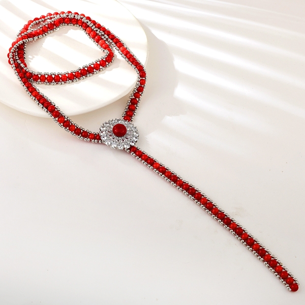 Picture of Brand New Red Platinum Plated Y Necklace with Full Guarantee
