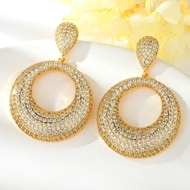 Show details for Copper or Brass Gold Plated Dangle Earrings at Factory Price