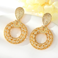 Show details for Fashion Cubic Zirconia Gold Plated Dangle Earrings