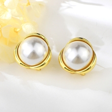 Show details for Zinc Alloy Artificial Pearl Big Stud Earrings with Full Guarantee