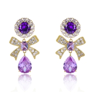 Picture of Bow Purple Dangle Earrings with Beautiful Craftmanship