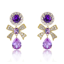 Show details for Bow Purple Dangle Earrings with Beautiful Craftmanship