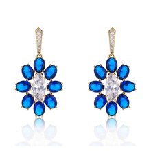 Show details for Featured Blue Flower Dangle Earrings with Full Guarantee