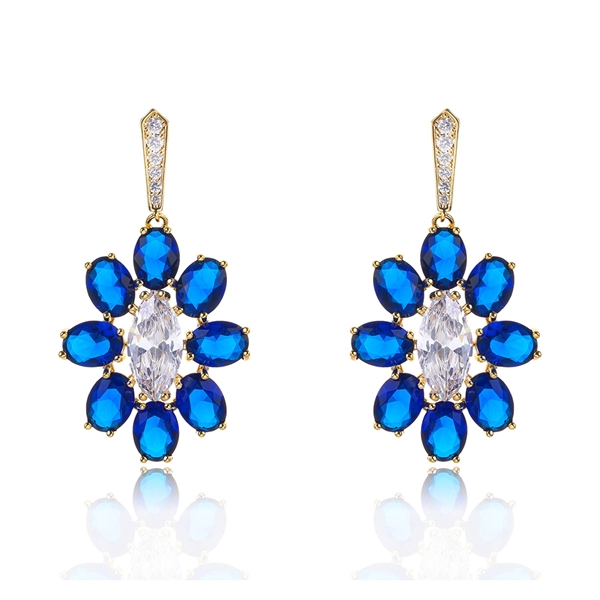 Picture of Featured Blue Flower Dangle Earrings with Full Guarantee