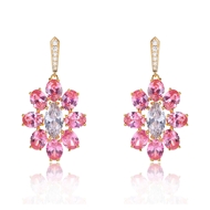 Picture of Brand New Pink Cubic Zirconia Dangle Earrings with SGS/ISO Certification