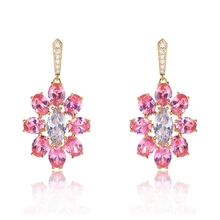 Show details for Brand New Pink Cubic Zirconia Dangle Earrings with SGS/ISO Certification