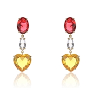 Picture of Love & Heart Platinum Plated Dangle Earrings with Beautiful Craftmanship