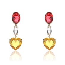 Show details for Love & Heart Platinum Plated Dangle Earrings with Beautiful Craftmanship