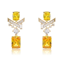 Show details for Inexpensive Copper or Brass Yellow Dangle Earrings of Original Design