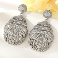Show details for Attractive White Platinum Plated Dangle Earrings For Your Occasions