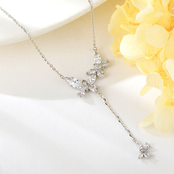Picture of Most Popular Cubic Zirconia Platinum Plated Pendant Necklace
