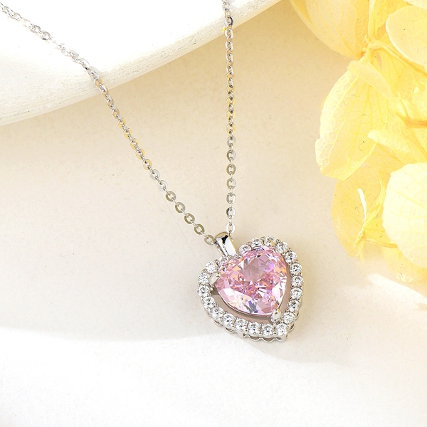 Picture of Good Cubic Zirconia Love & Heart Pendant Necklace