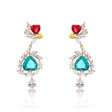 Show details for Love & Heart Gold Plated Dangle Earrings with Fast Shipping