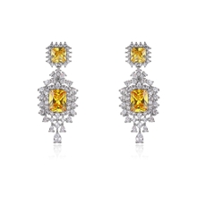Show details for Charming Yellow Big Dangle Earrings of Original Design