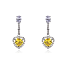 Show details for Love & Heart Cubic Zirconia Dangle Earrings with Fast Delivery
