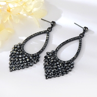 Show details for Impressive Black Swarovski Element Dangle Earrings with Beautiful Craftmanship