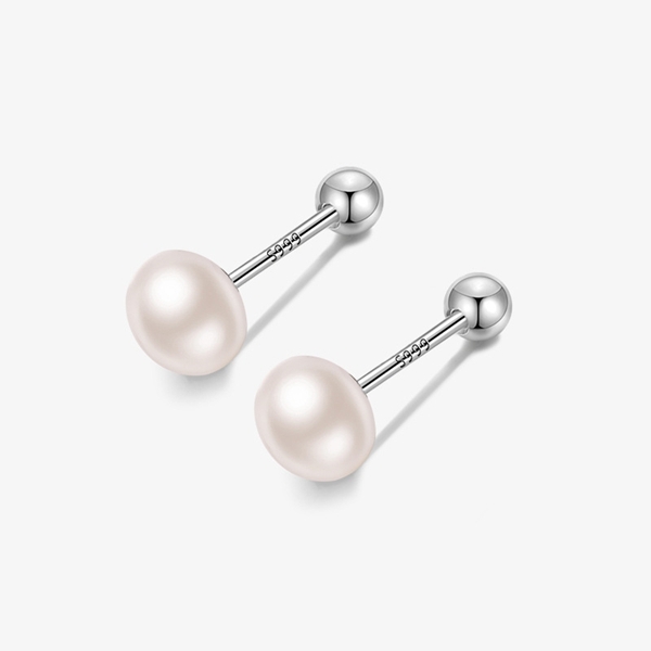 Picture of S999 pure silver natural freshwater pearl 6mm earrings