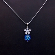 Show details for Fashionable Flowers & Plants Cubic Zirconia Pendant Necklace