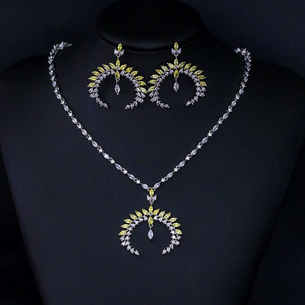 Picture of Filigree Flowers & Plants Yellow 2 Piece Jewelry Set