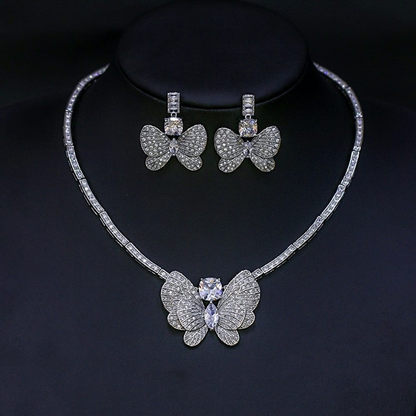 Picture of Beautiful Cubic Zirconia Copper or Brass 2 Piece Jewelry Set
