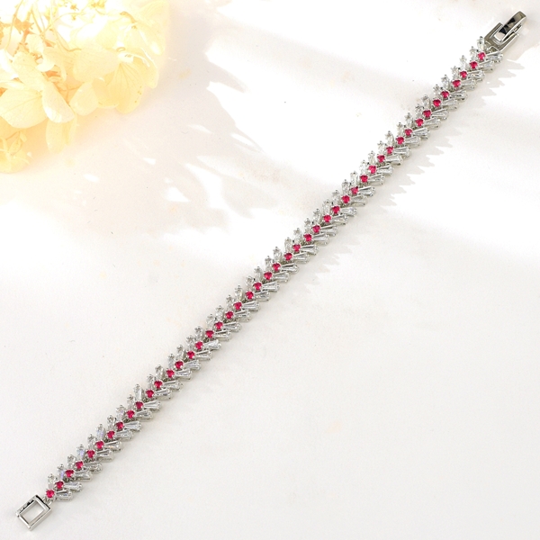 Picture of Popular Cubic Zirconia Pink Fashion Bracelet