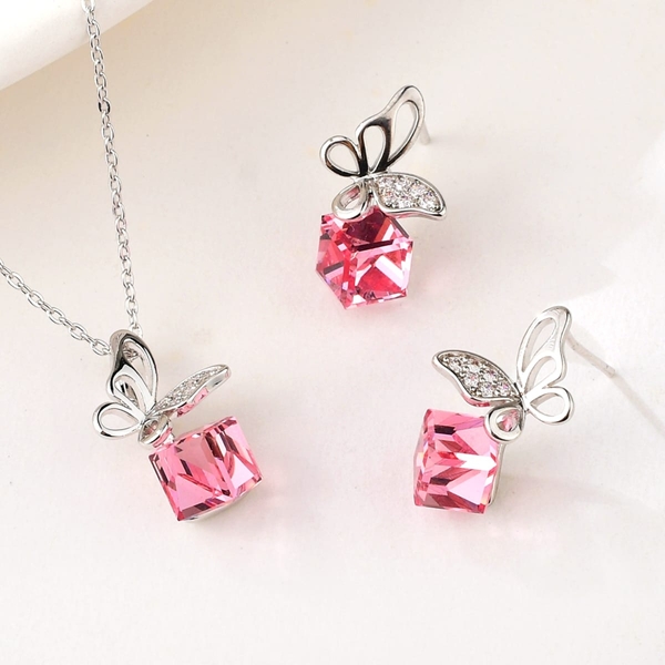 Picture of Purchase Platinum Plated Pink 2 Piece Jewelry Set Exclusive Online
